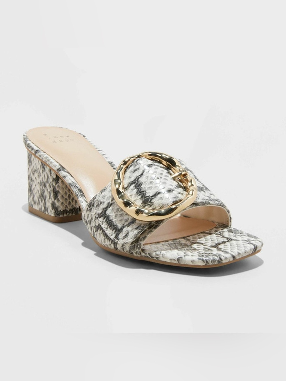 New Target A New Day Snake-Print Slide Sandals with Gold Buckle size 6.5
